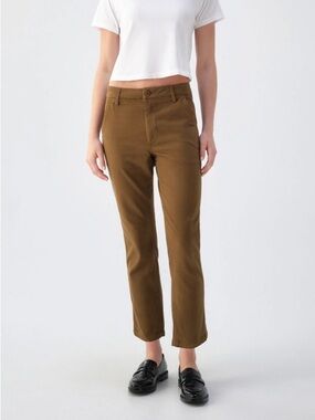 🌻NEWAMO Denim Relaxed Crop Straight Pants Walnut Brown Stretch Jeans 25